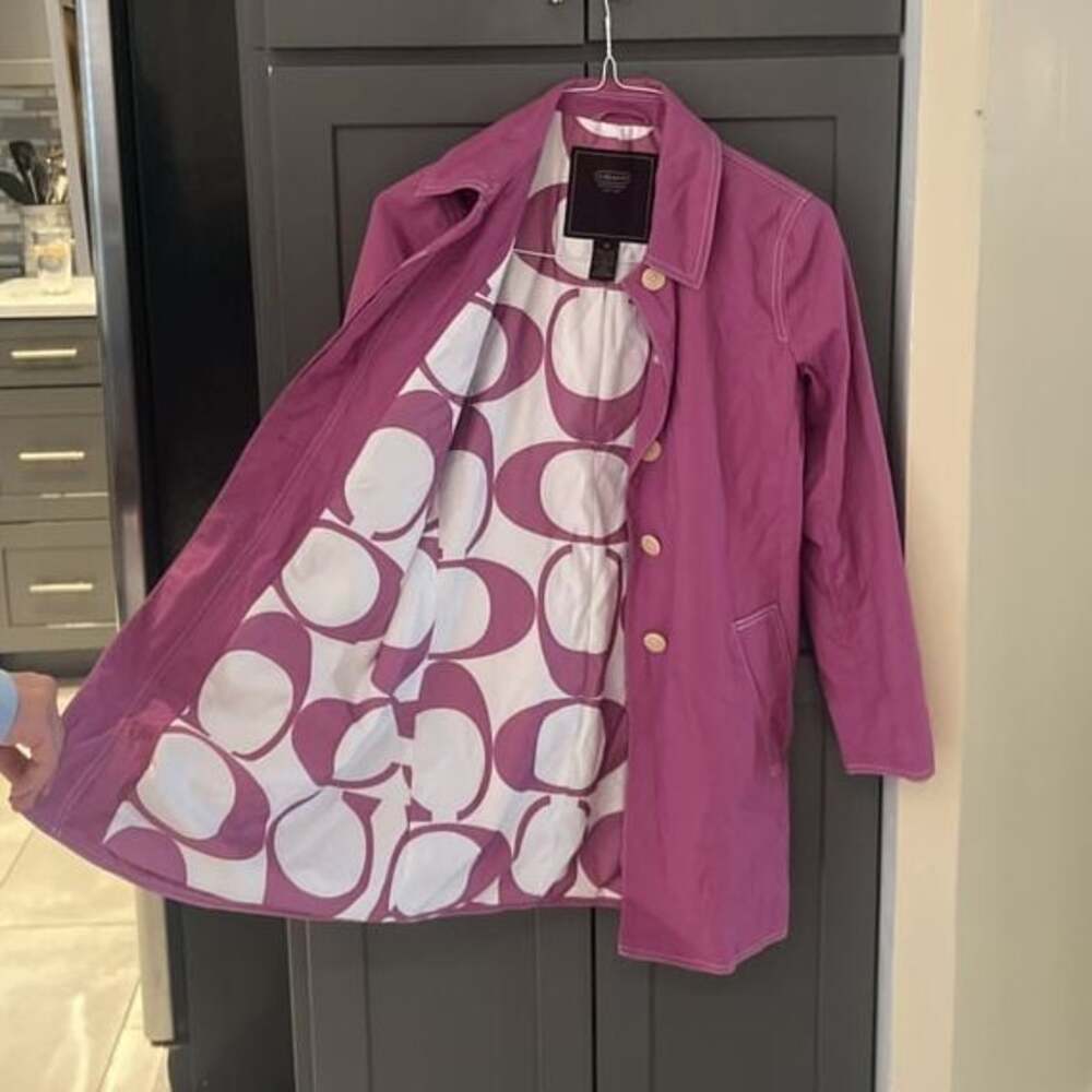 Coach Magenta Trench Coat with Signature Lining